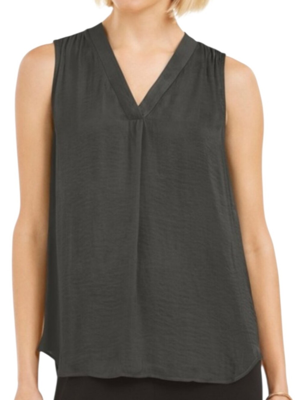 Alfani Olive Green Vneck Sleeveless Blouse Large